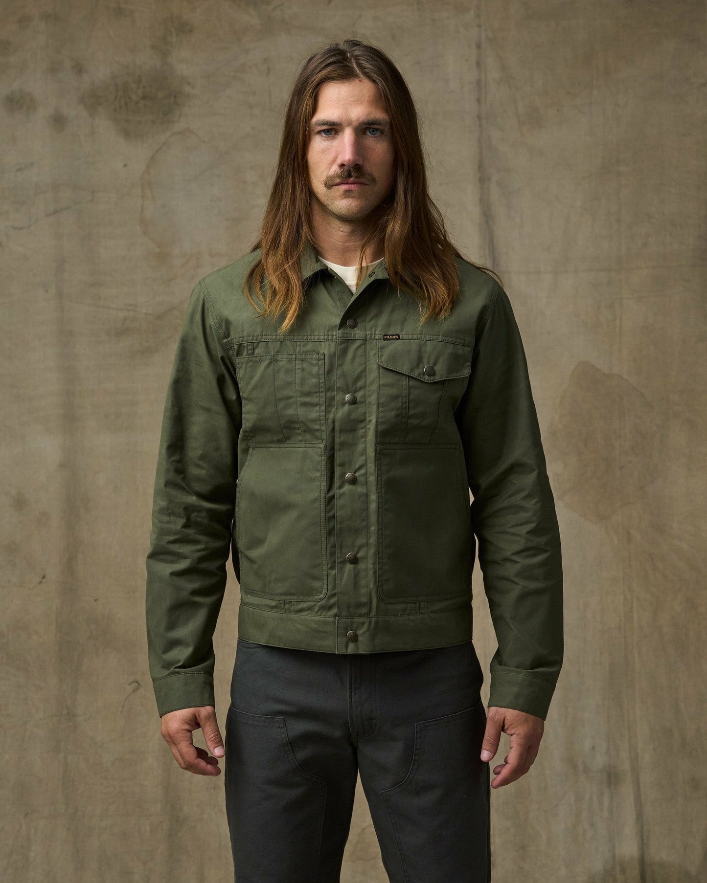 Filson Men Dry Wax Short Cruiser Jacket - Olive