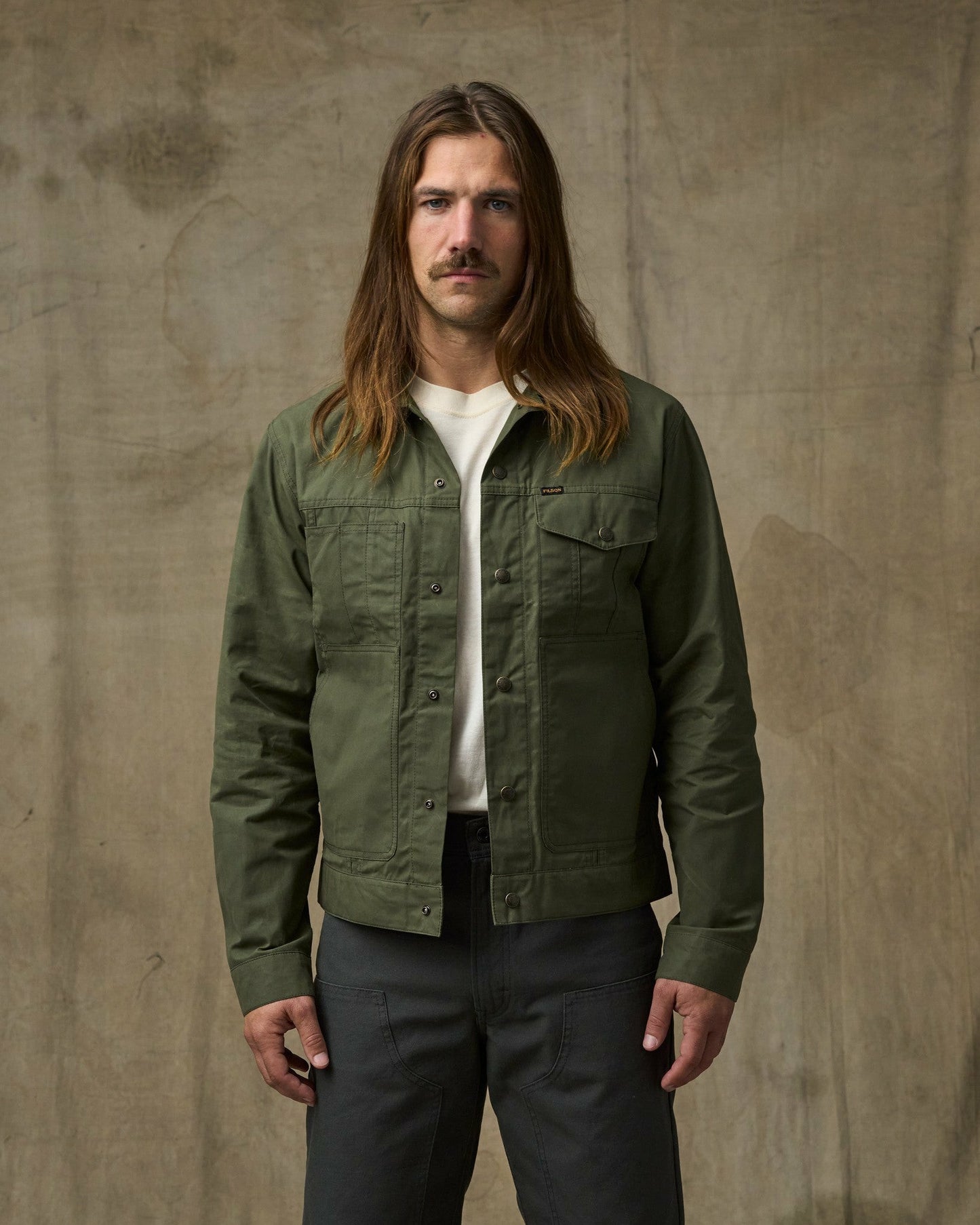 Filson Men Dry Wax Short Cruiser Jacket - Olive