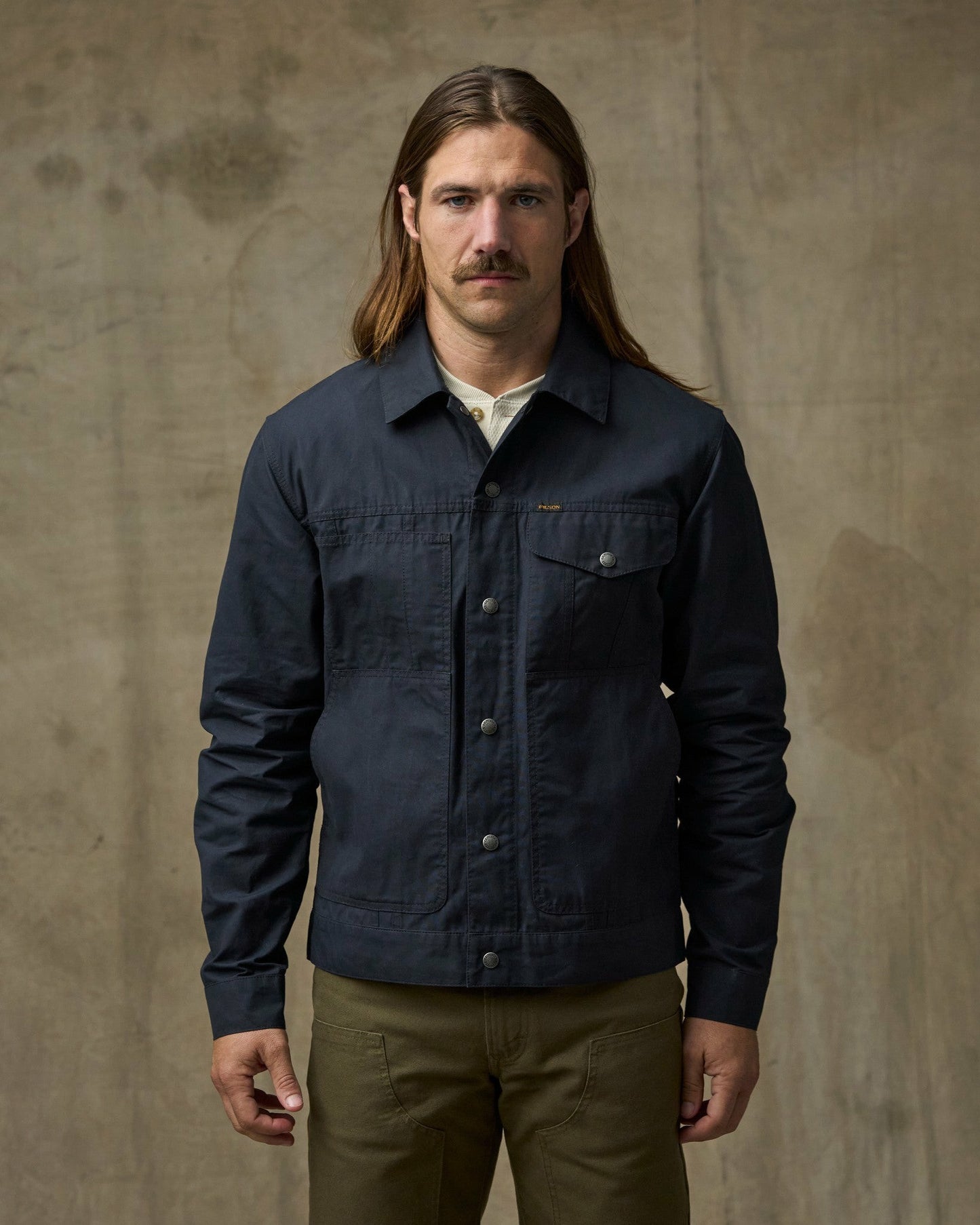 Filson Men Dry Wax Short Cruiser Jacket - Navy