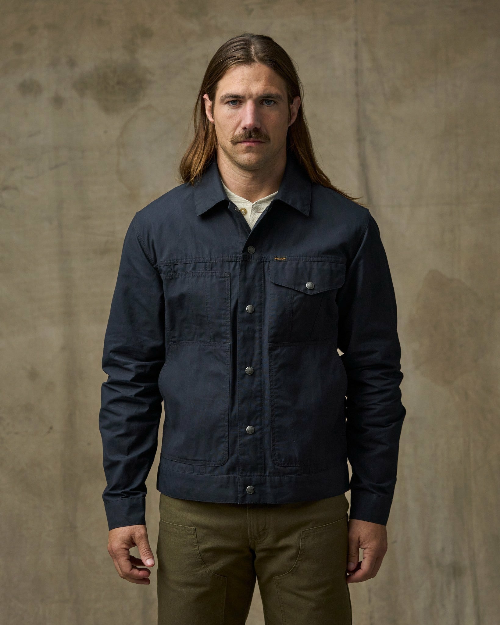 Filson Men Dry Wax Short Cruiser Jacket - Navy