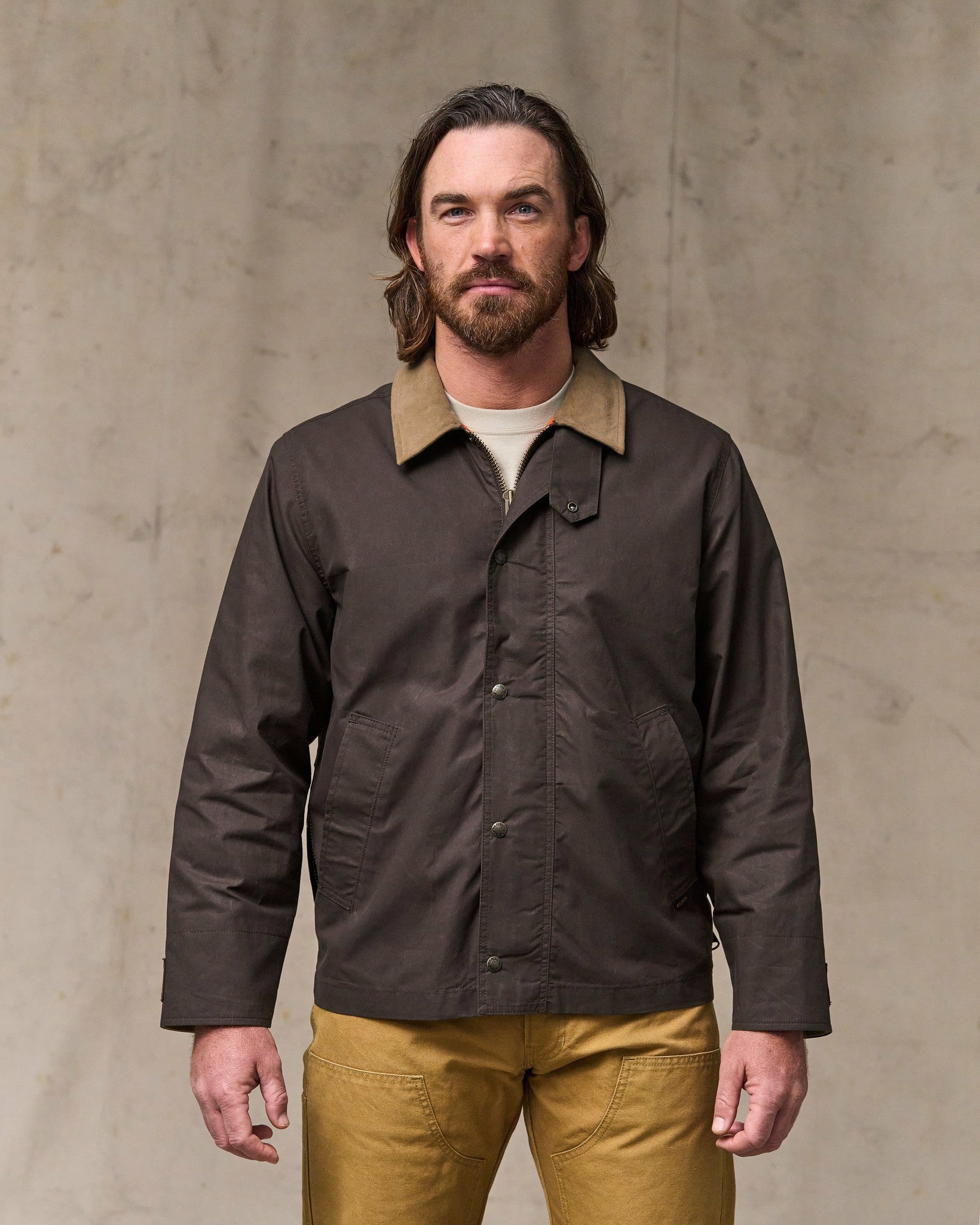 Filson Men Dry Wax Short Field Jacket - Dark Brown