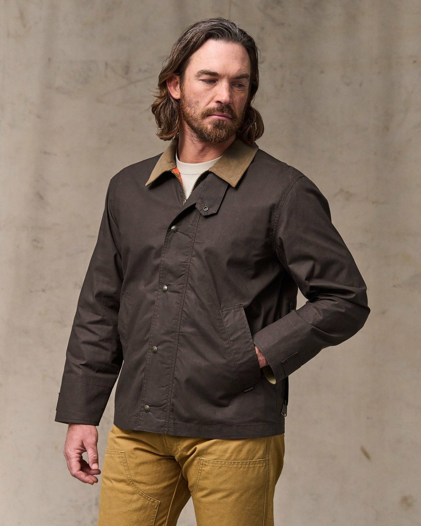 Filson Men Dry Wax Short Field Jacket - Dark Brown