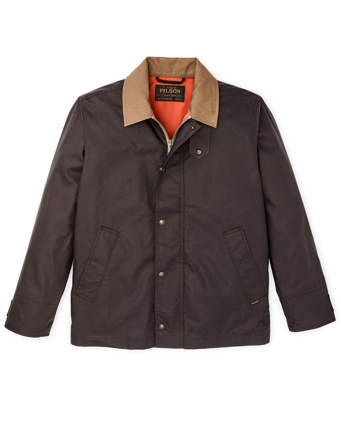 Filson Men Dry Wax Short Field Jacket - Dark Brown