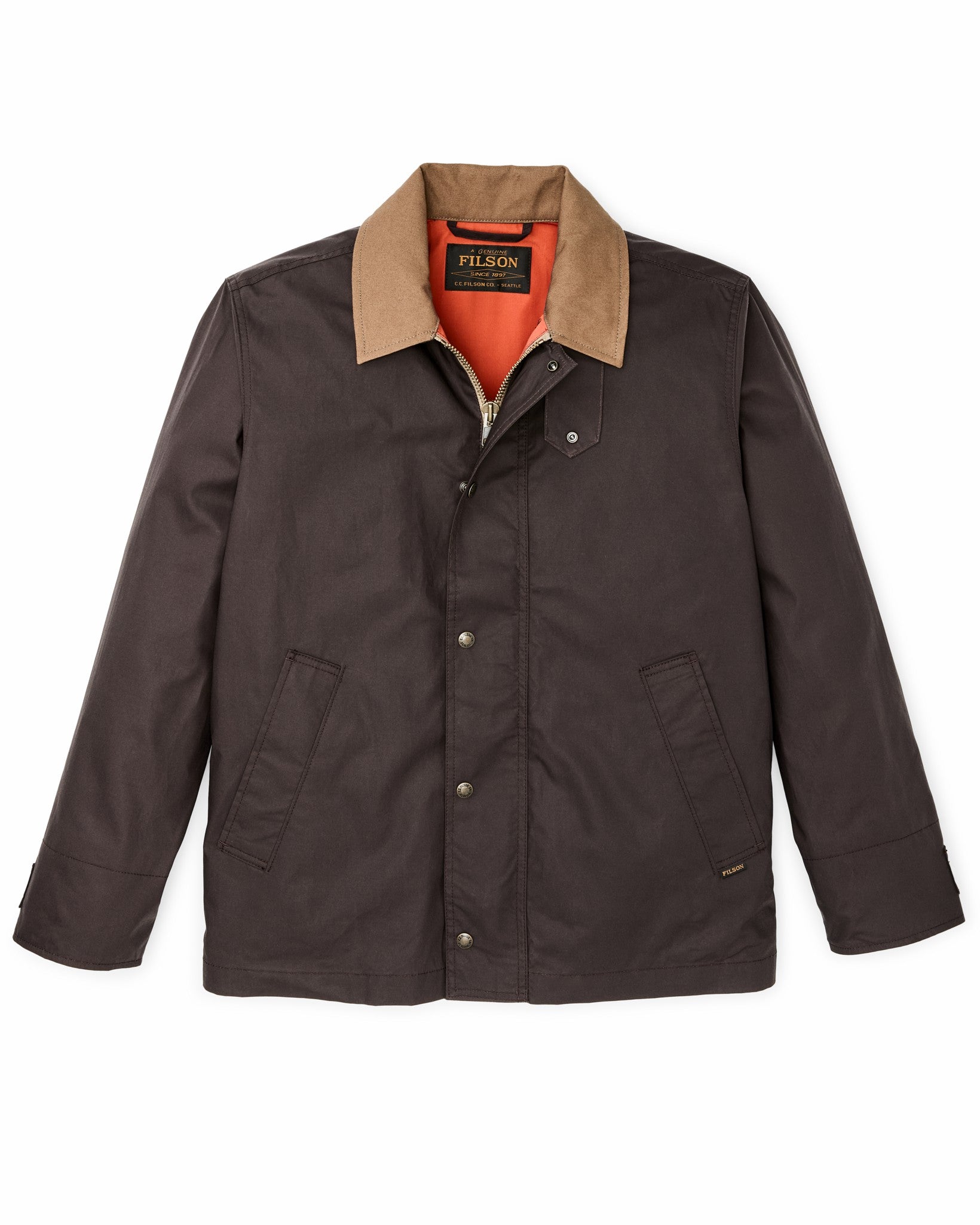 Filson Men Dry Wax Short Field Jacket - Dark Brown