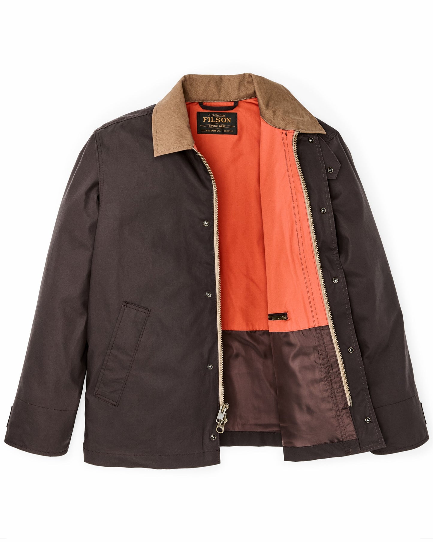 Filson Men Dry Wax Short Field Jacket - Dark Brown
