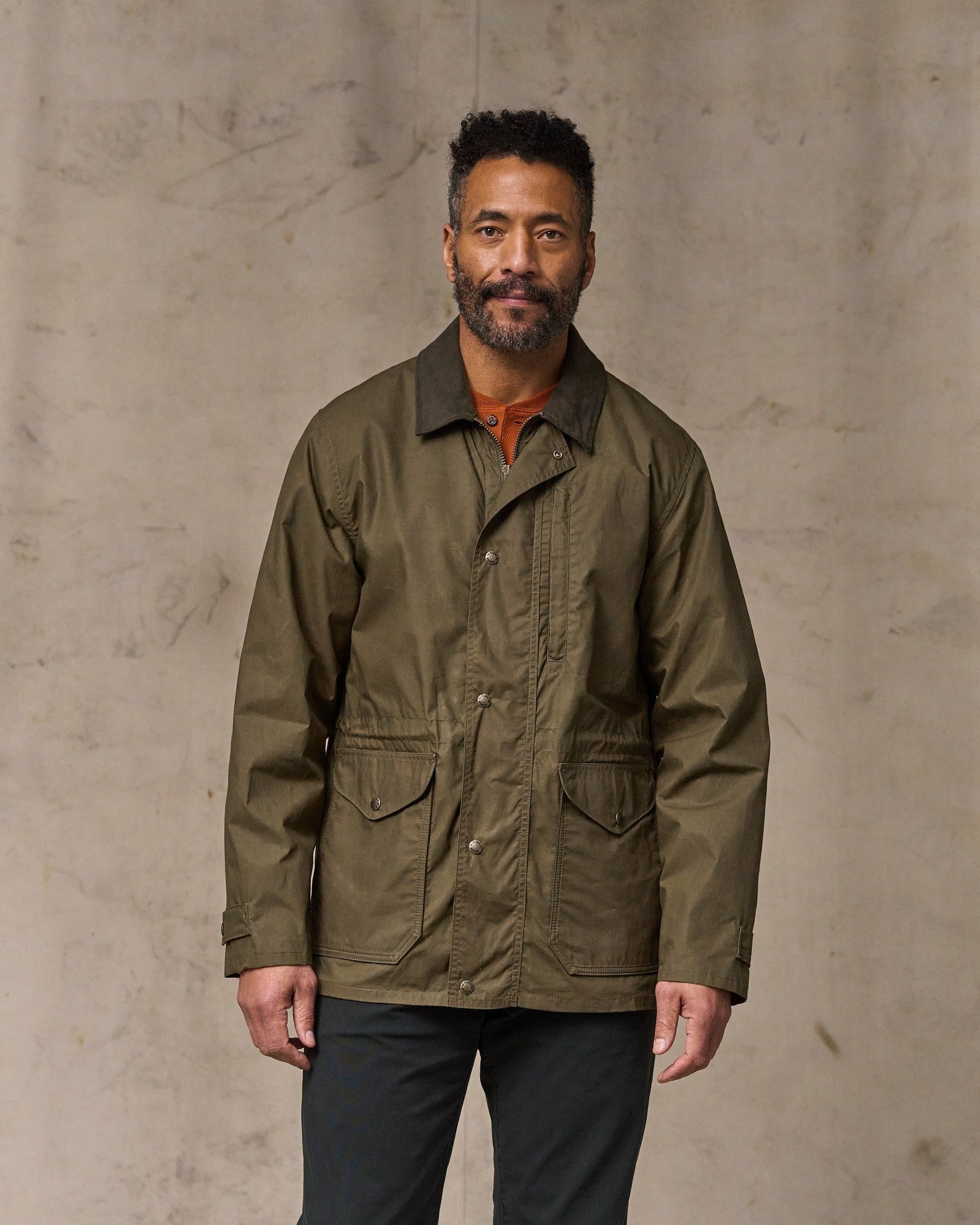 Filson Men Dry Wax Mile Marker Coat - Burnt Olive