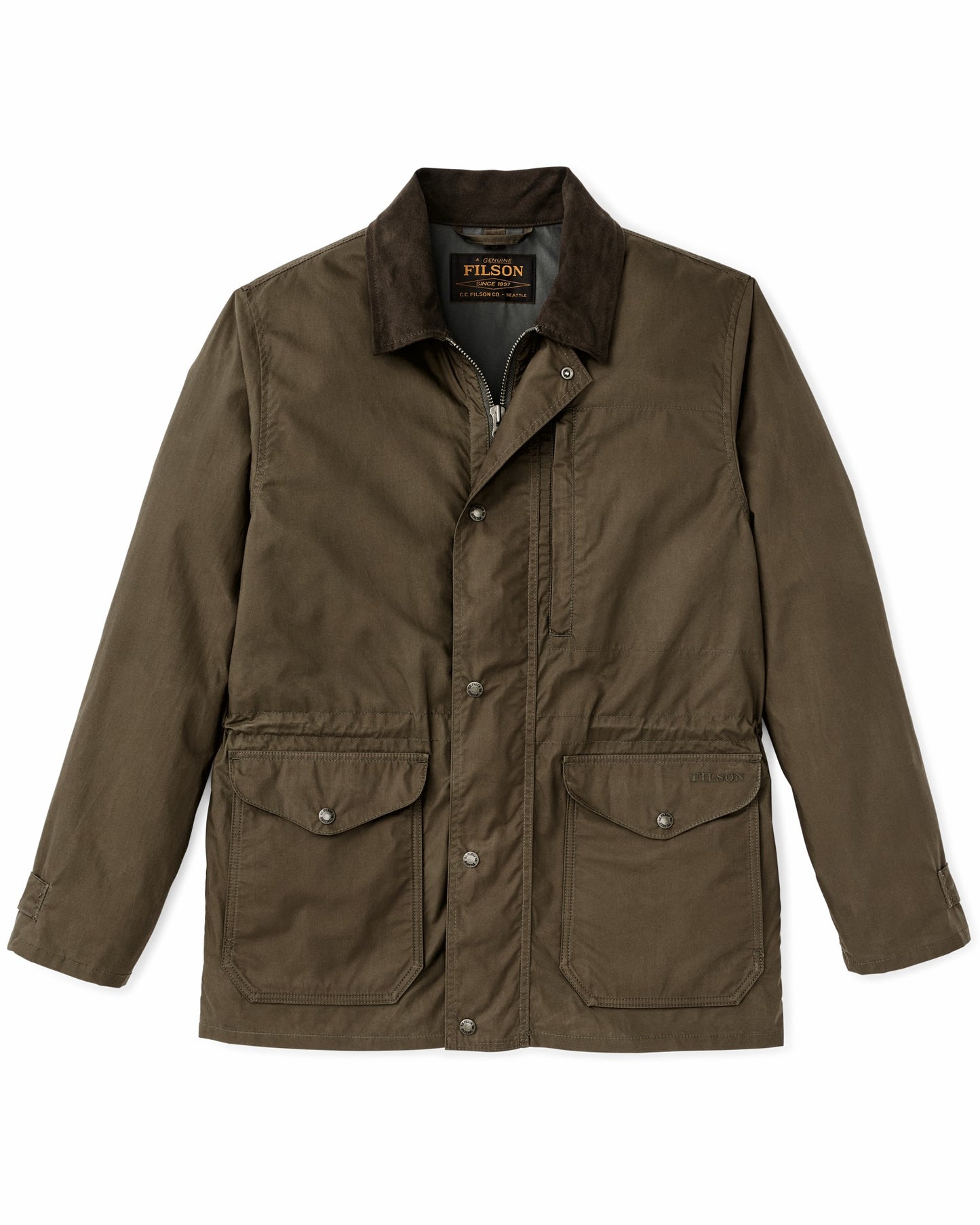 Filson Men Dry Wax Mile Marker Coat - Burnt Olive