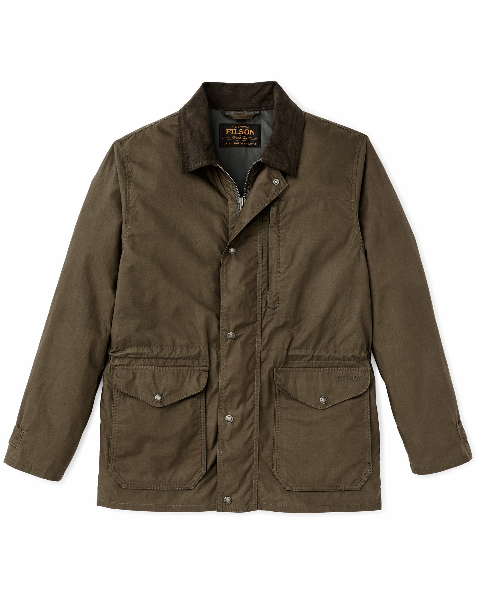 Filson Men Dry Wax Mile Marker Coat - Burnt Olive