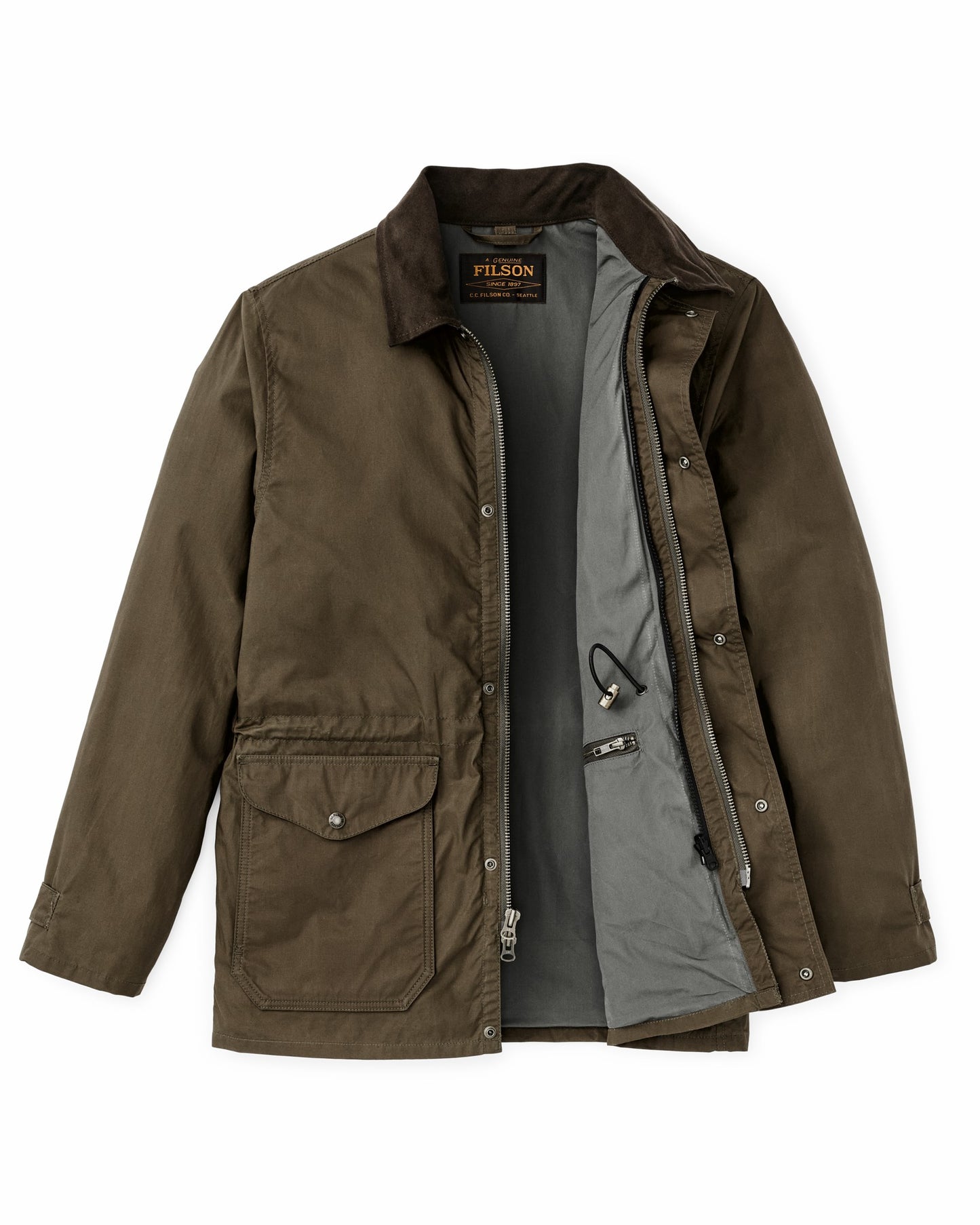 Filson Men Dry Wax Mile Marker Coat - Burnt Olive