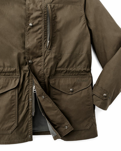 Filson Men Dry Wax Mile Marker Coat - Burnt Olive