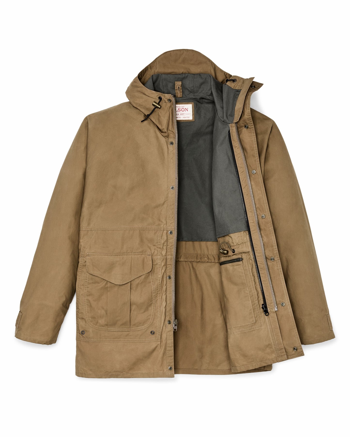 Filson Men Dry Wax Omak Coat - Dark Beige