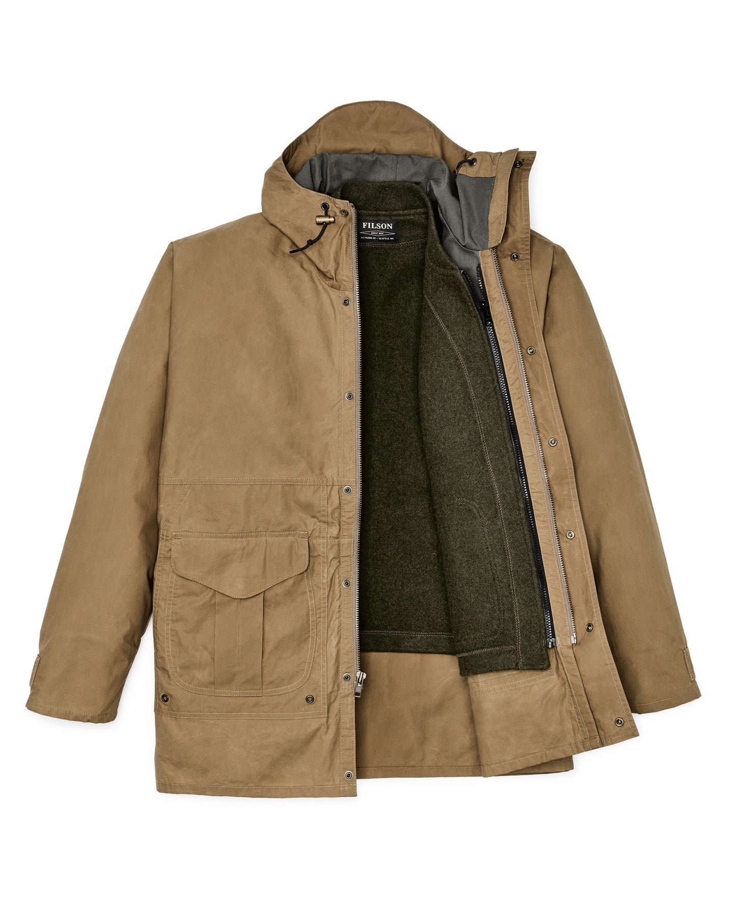 Filson Men Dry Wax Omak Coat - Dark Beige