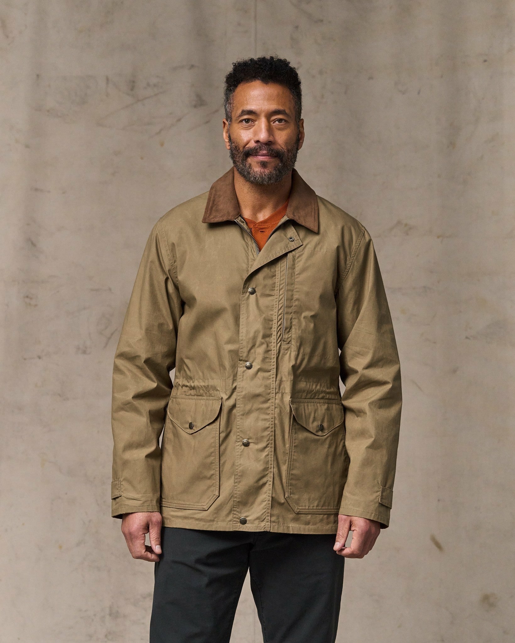 Filson Men Dry Wax Mile Marker Coat - Dark Beige