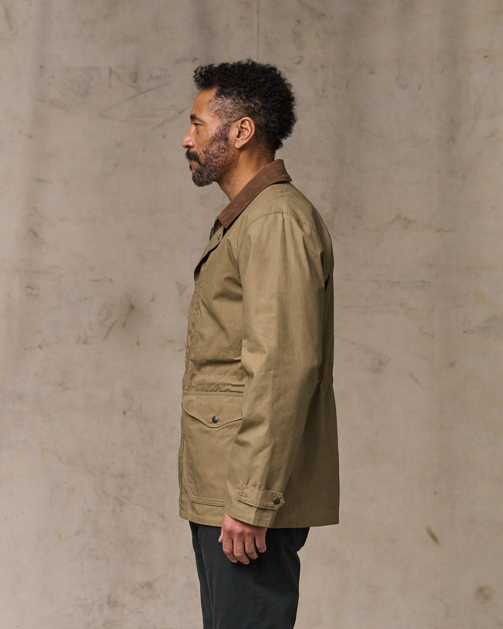 Filson Men Dry Wax Mile Marker Coat - Dark Beige