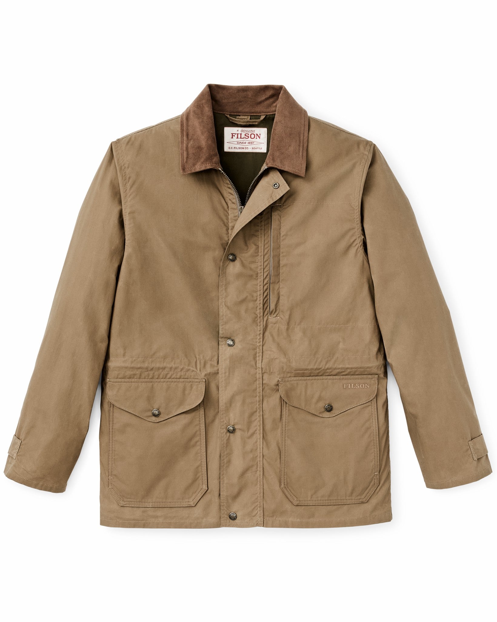 Filson Men Dry Wax Mile Marker Coat - Dark Beige