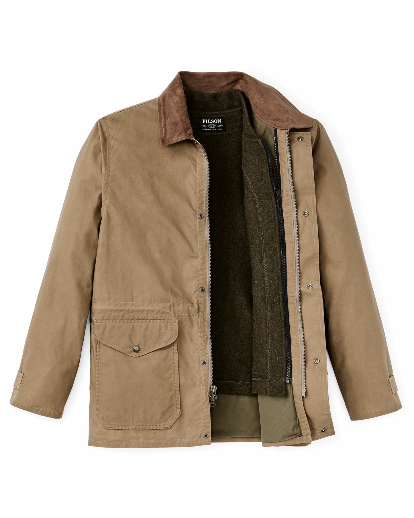 Filson Men Dry Wax Mile Marker Coat - Dark Beige