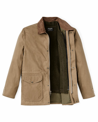 Filson Men Dry Wax Mile Marker Coat - Dark Beige