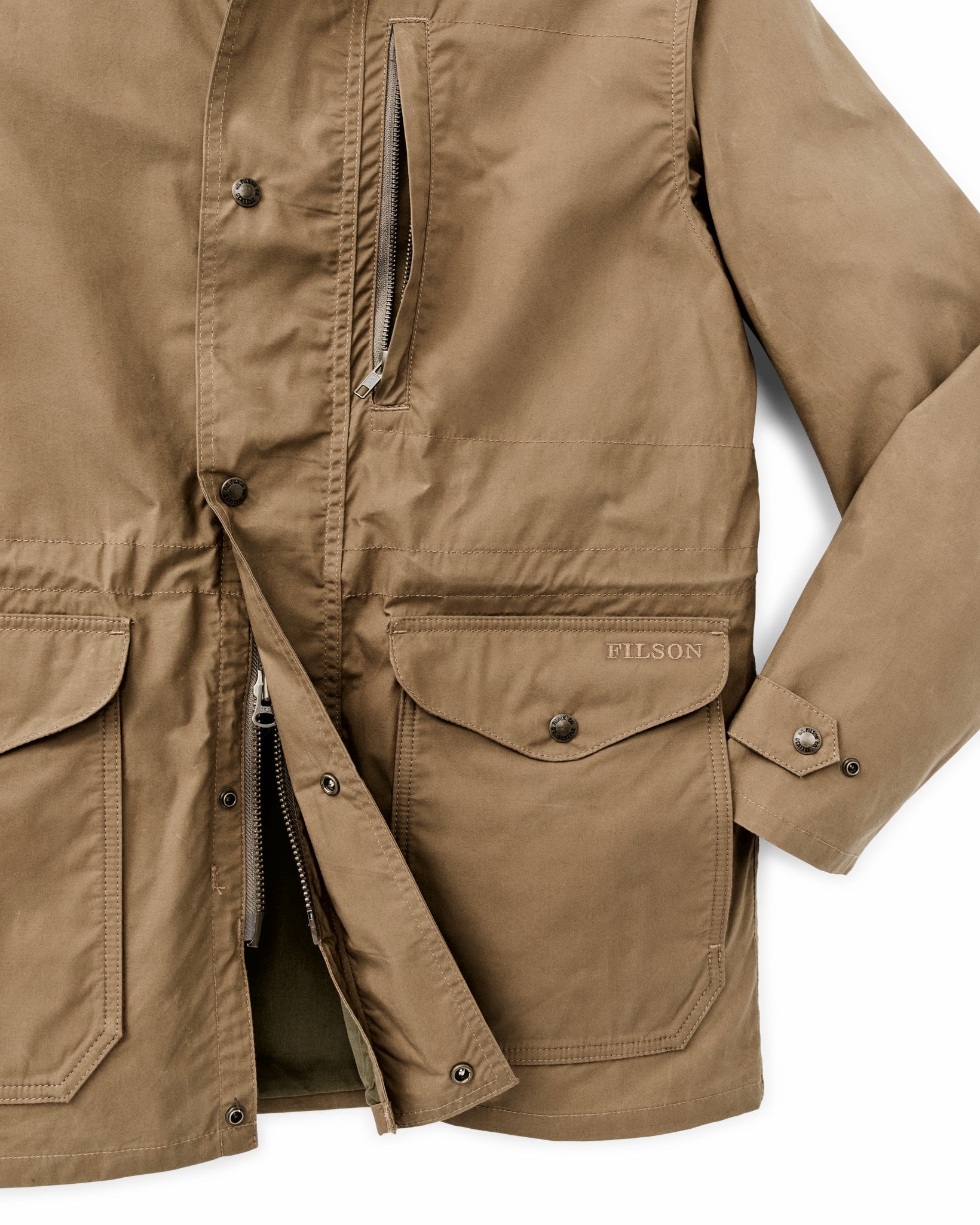 Filson Men Dry Wax Mile Marker Coat - Dark Beige