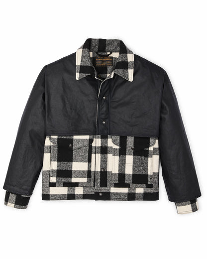 Filson Men Mackinaw Wool Caped Jacket - Natural Black Plaid / Navy