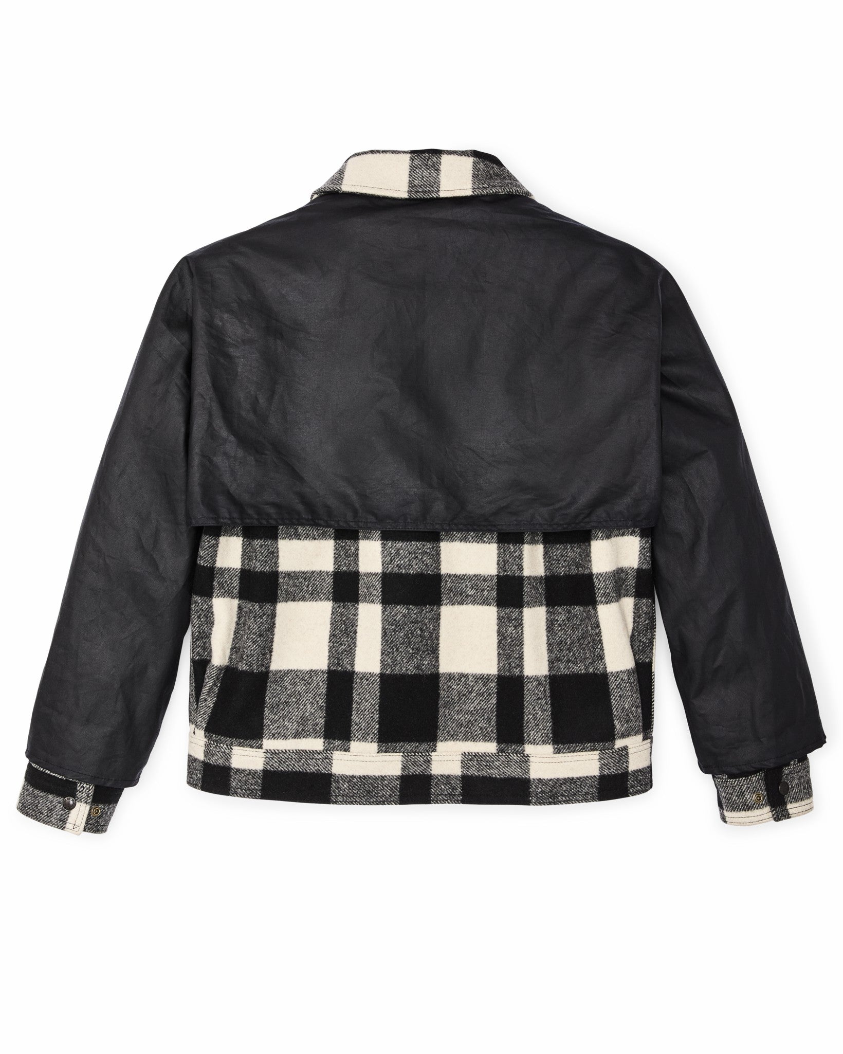 Filson Men Mackinaw Wool Caped Jacket - Natural Black Plaid / Navy