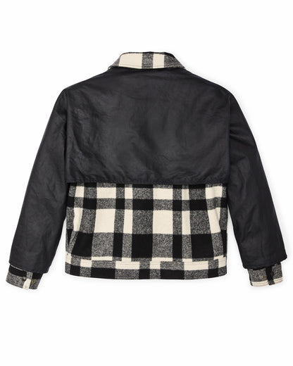 Filson Men Mackinaw Wool Caped Jacket - Natural Black Plaid / Navy