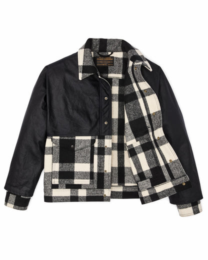 Filson Men Mackinaw Wool Caped Jacket - Natural Black Plaid / Navy