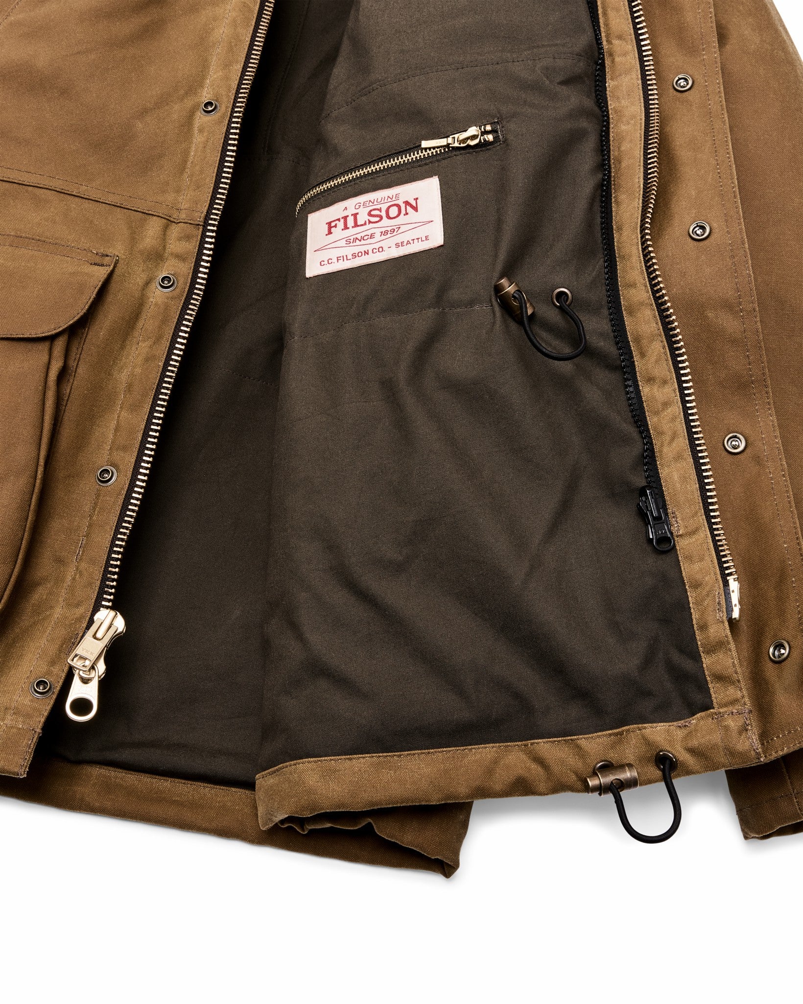 Filson Men Lined Tin Cloth Field Jacket - Dark Tan