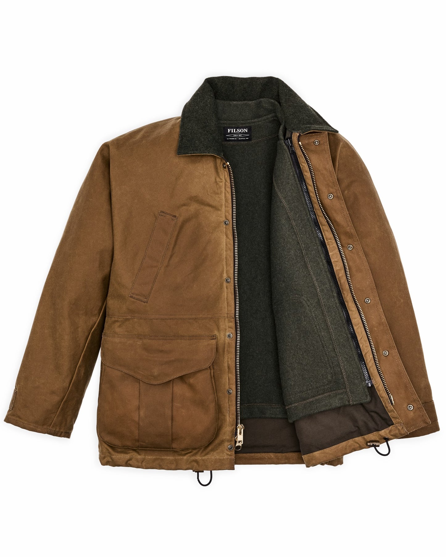 Filson Men Lined Tin Cloth Field Jacket - Dark Tan
