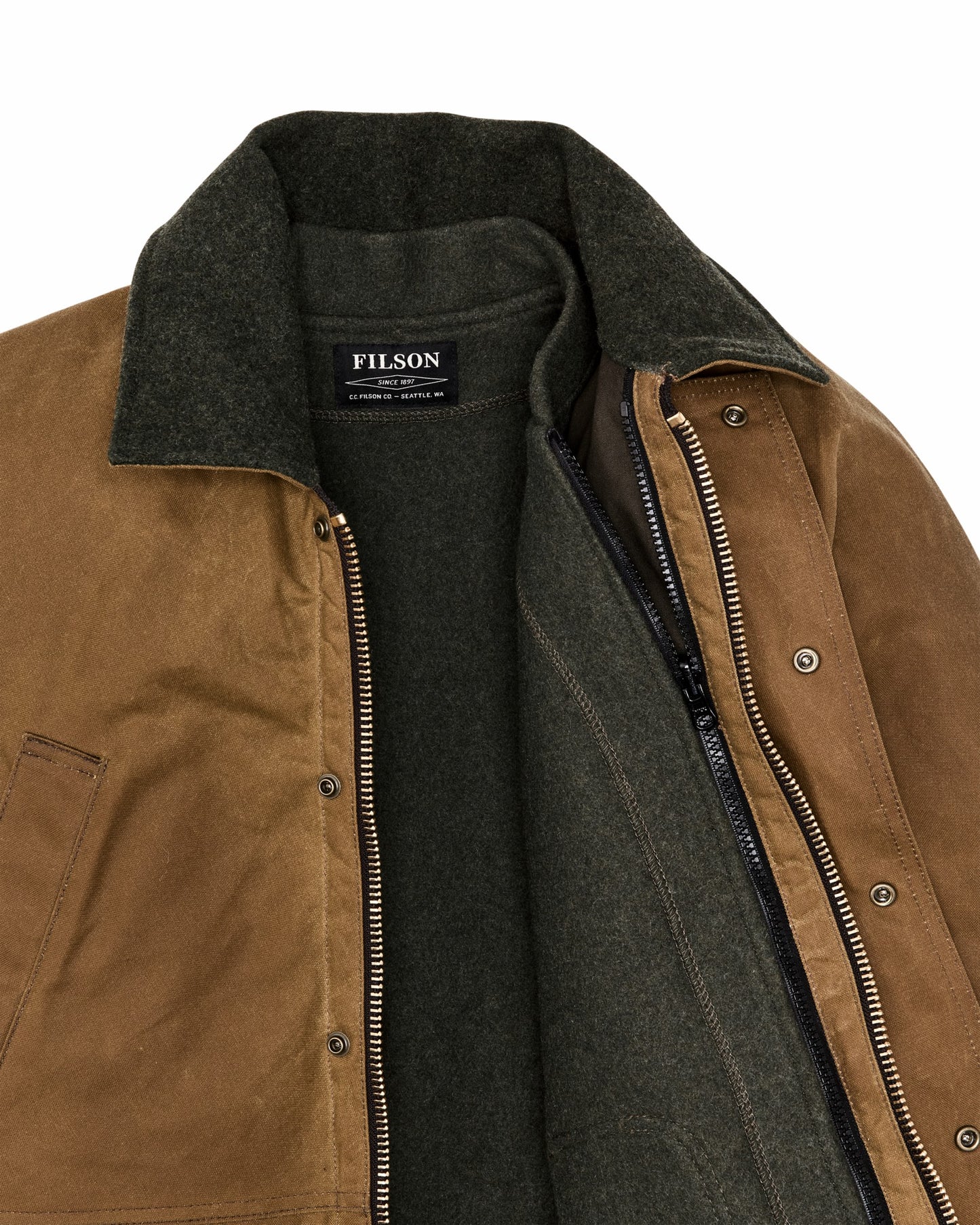 Filson Men Lined Tin Cloth Field Jacket - Dark Tan