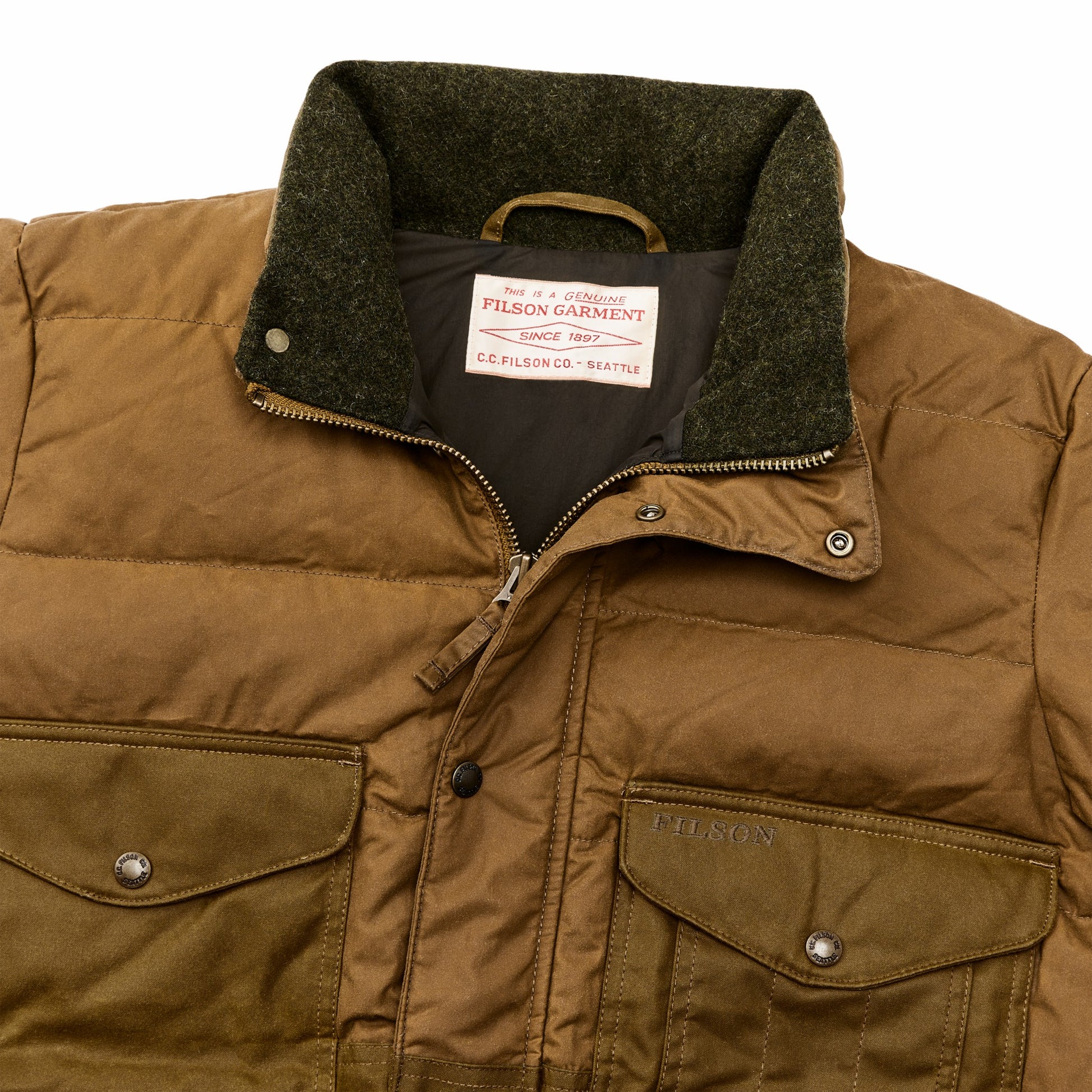 Filson Men Waxed Canvas Down Cruiser Jacket