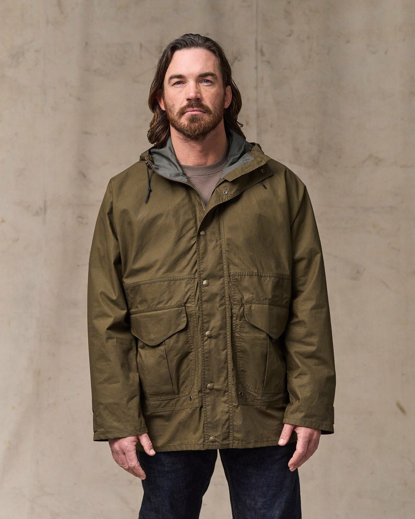 Filson Men Dry Wax Omak Coat - Burnt Olive
