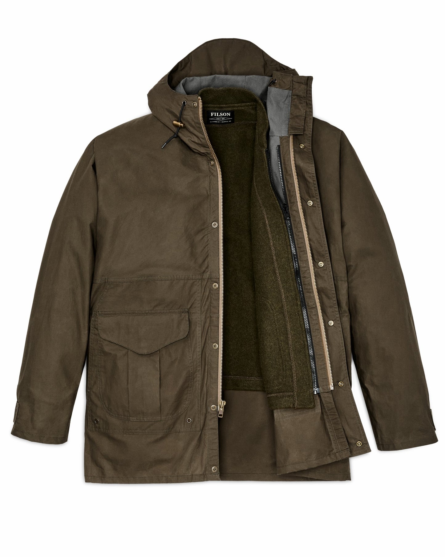 Filson Men Dry Wax Omak Coat - Burnt Olive