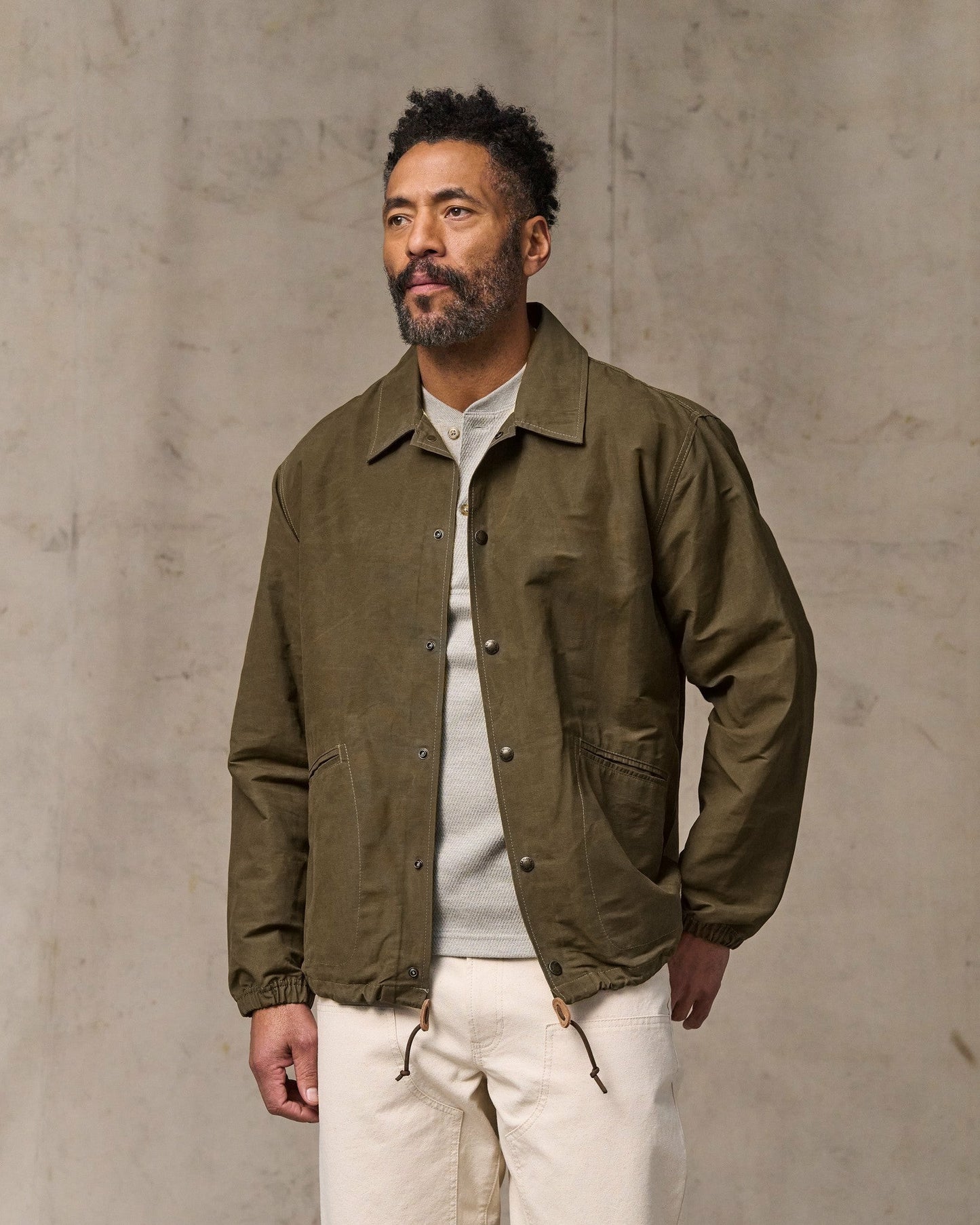 Filson Men Dry Wax Windbreaker - Military Olive