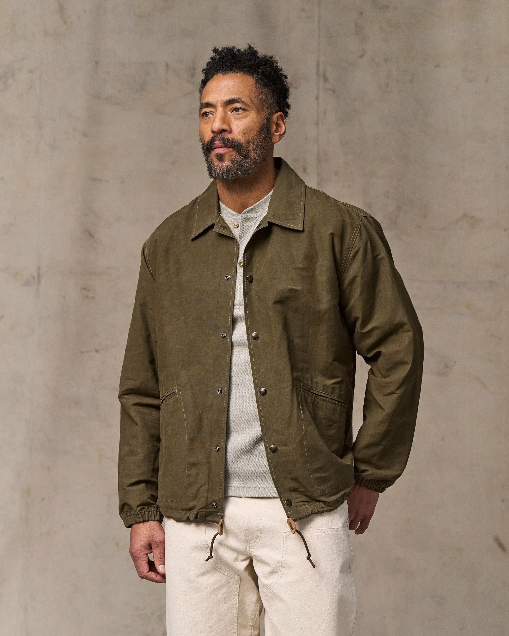 Filson Men Dry Wax Windbreaker - Military Olive
