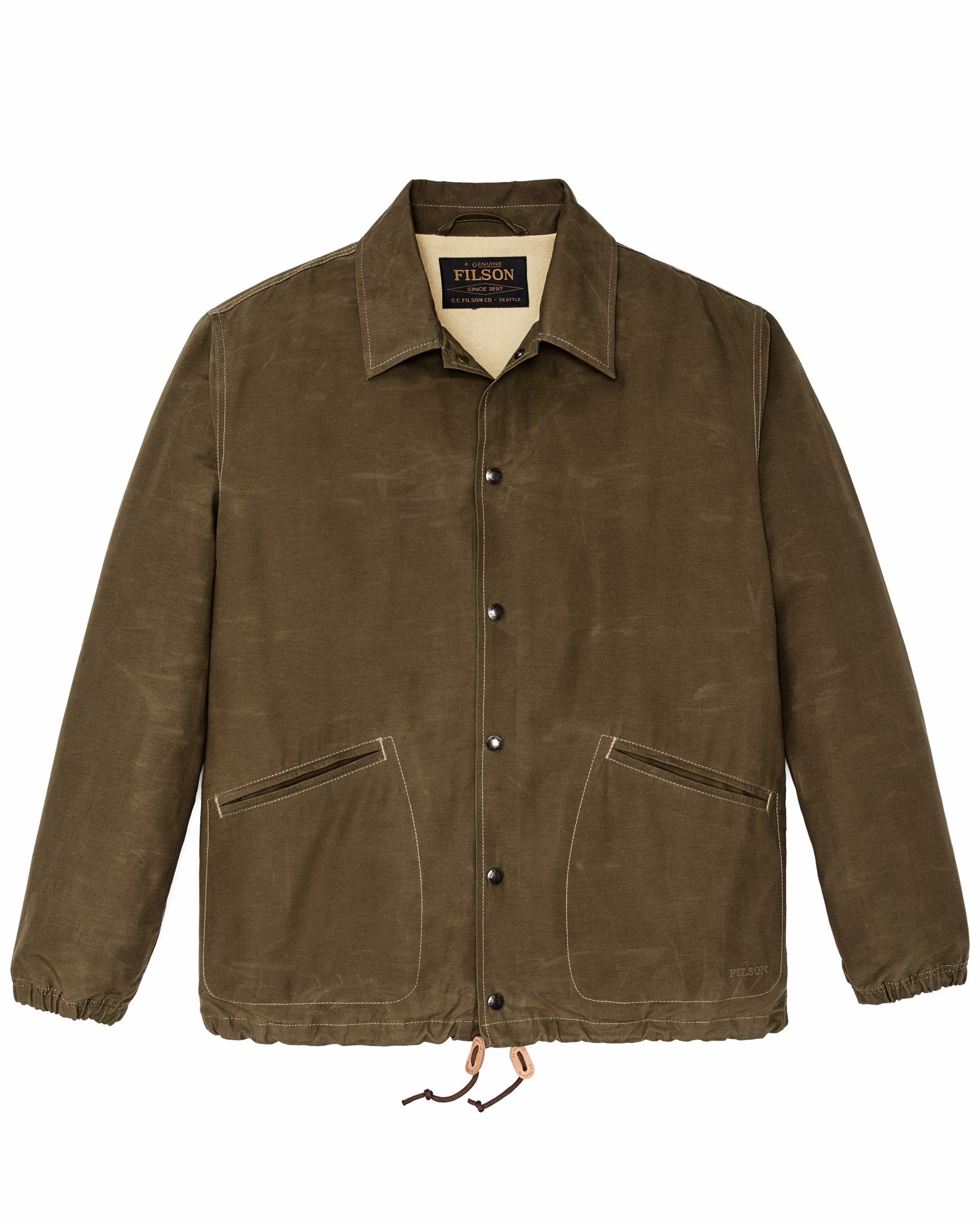Filson Men Dry Wax Windbreaker - Military Olive