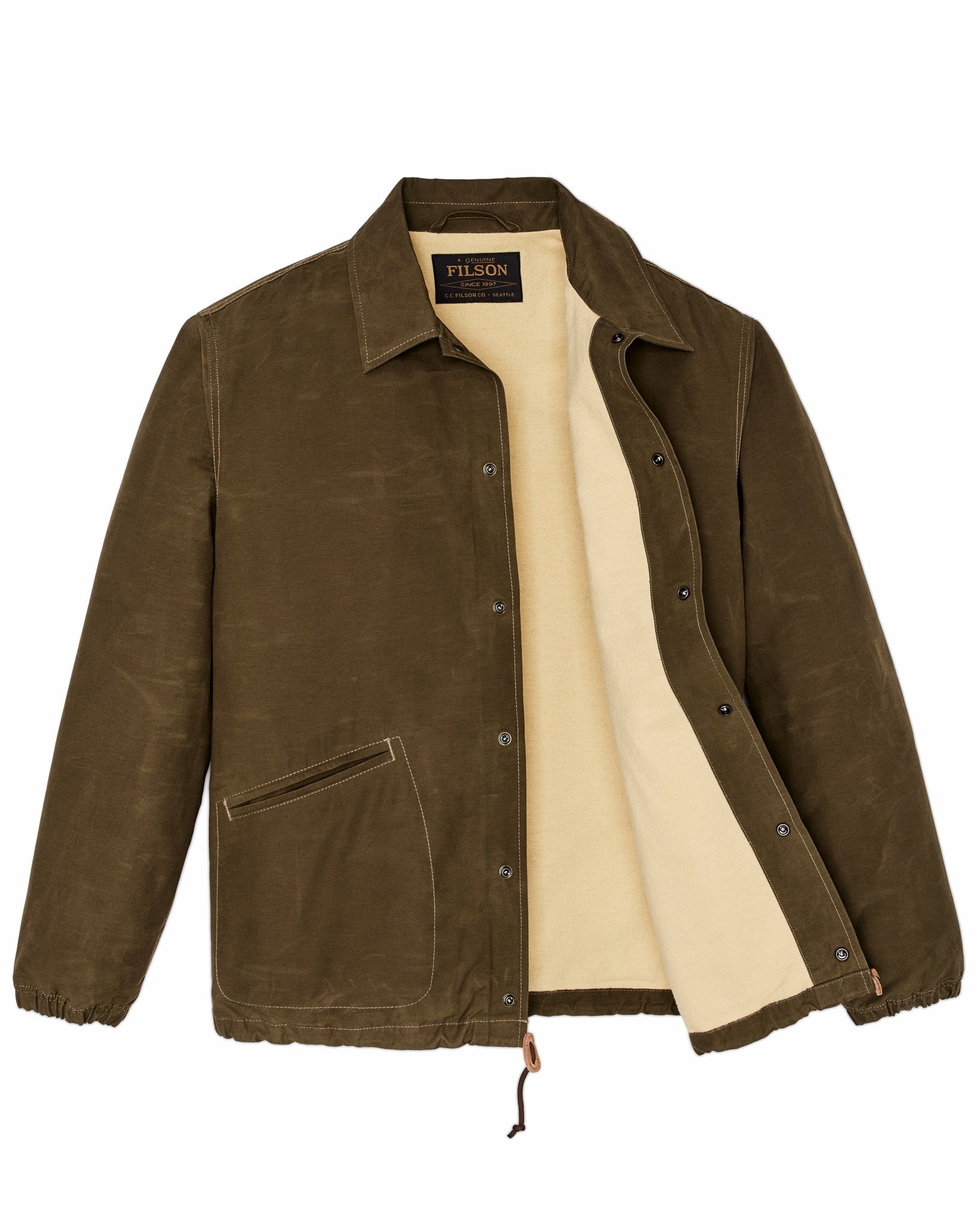 Filson Men Dry Wax Windbreaker - Military Olive