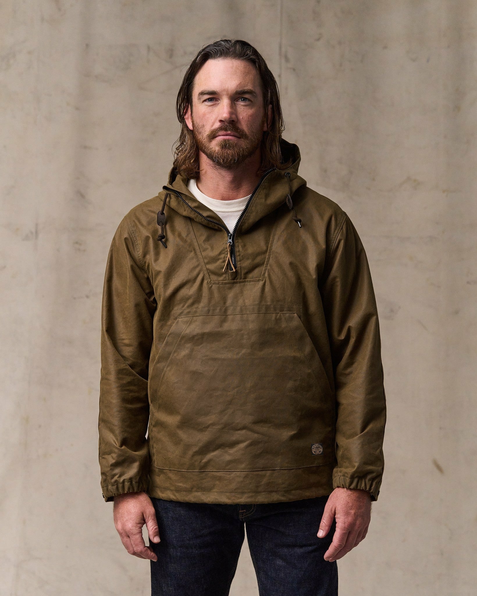 Filson Men Shelter Cloth Waxed Anorak - Dark Tan