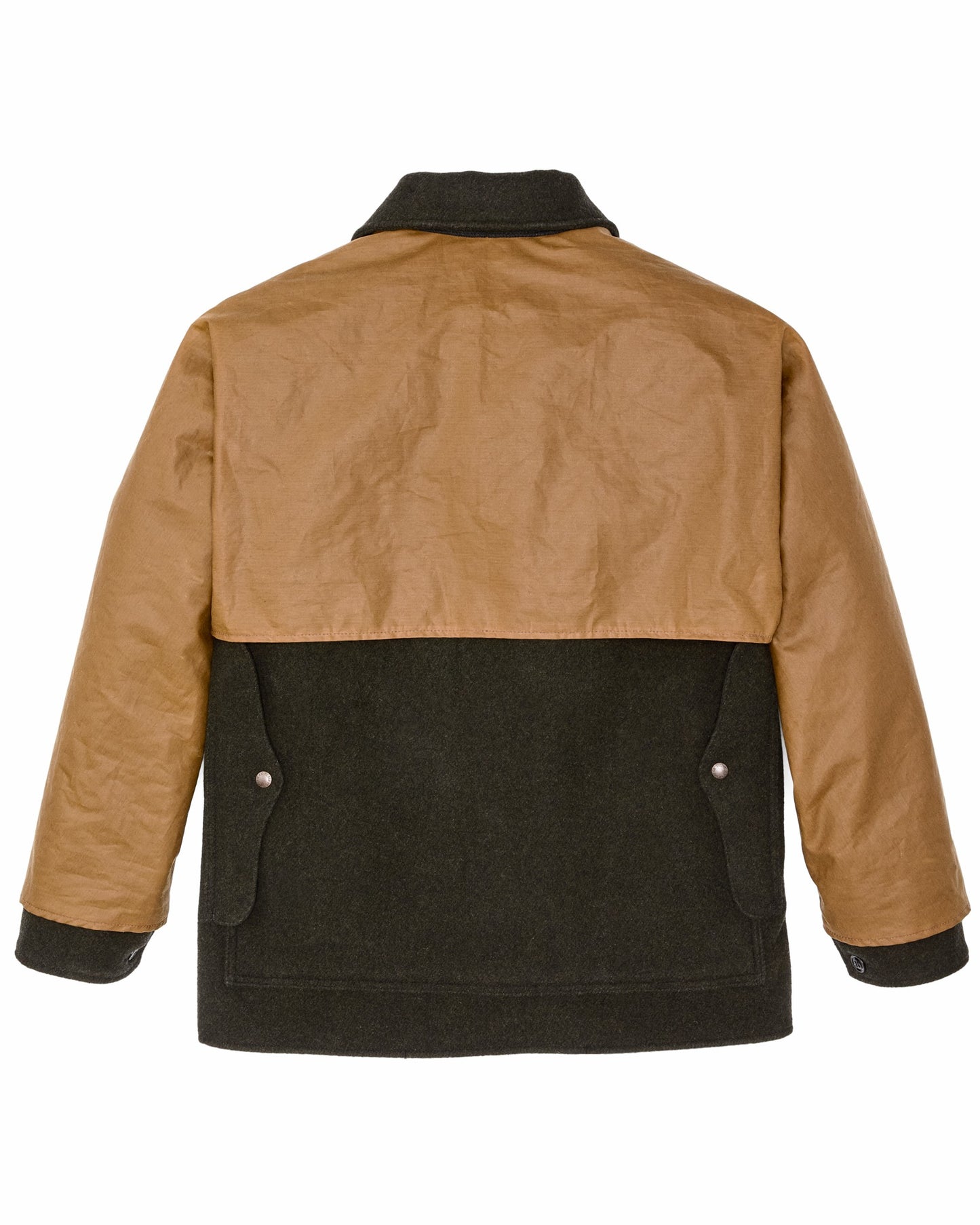 Filson Men Mackinaw Wool Caped Cruiser Jacket - Peat Black / Dark Tan