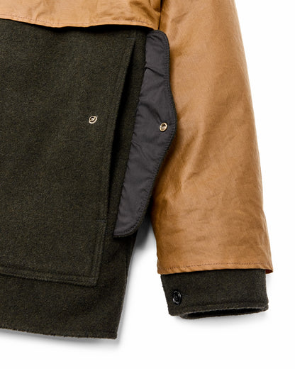 Filson Men Mackinaw Wool Caped Cruiser Jacket - Peat Black / Dark Tan