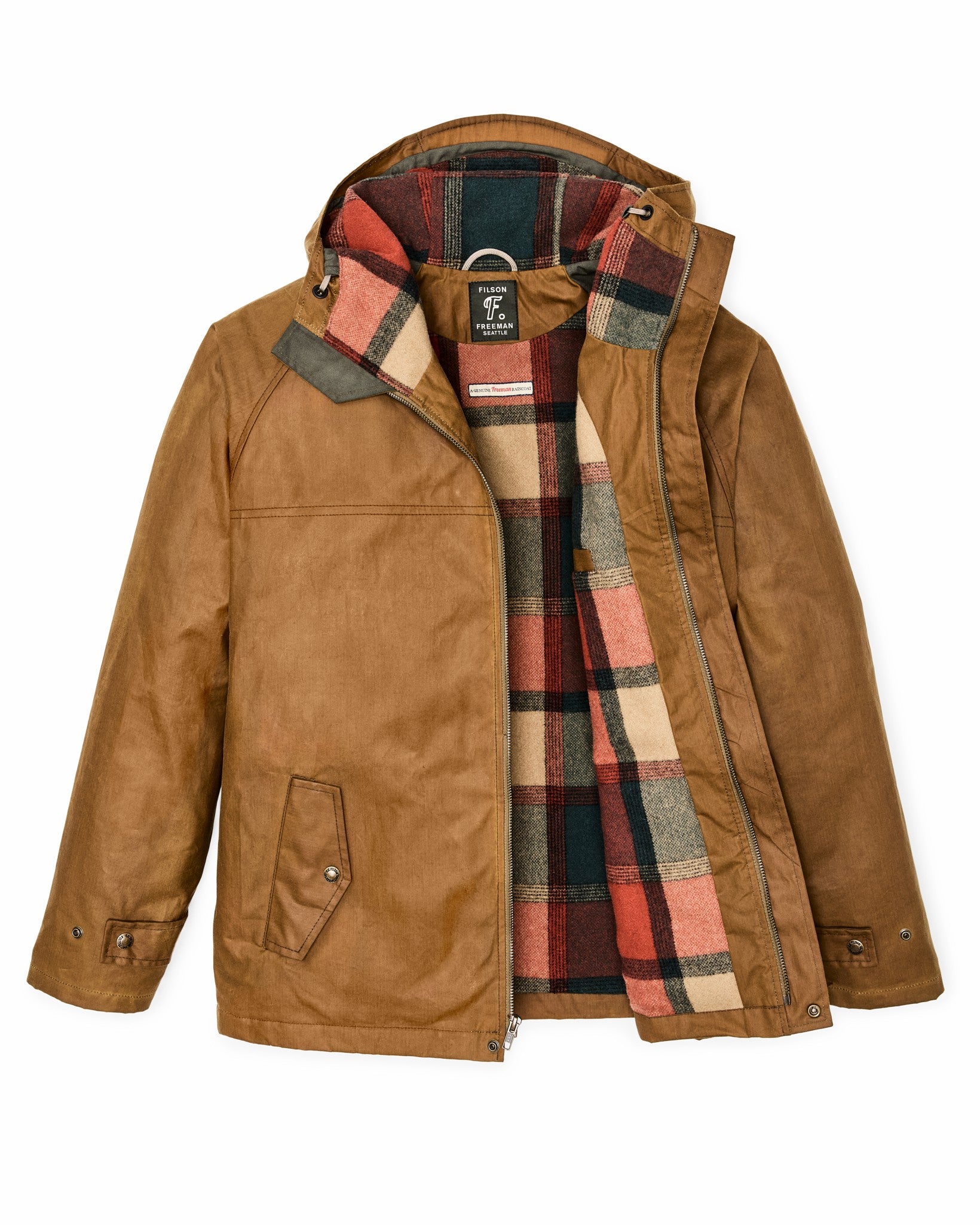 Filson Men Filson X Freeman Wool Lined Raincoat - Dark Tan / Amber Spruce