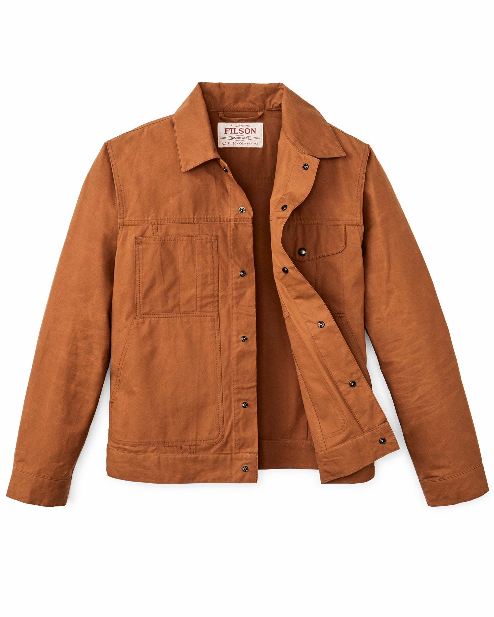 Filson Men Dry Wax Short Cruiser Jacket - Bourbon