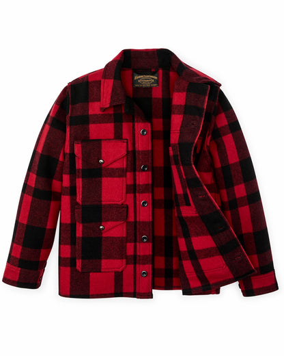 Filson Men 1940s Mackinaw Wool Cruiser Jacket - Red / Black Heritage Plaid