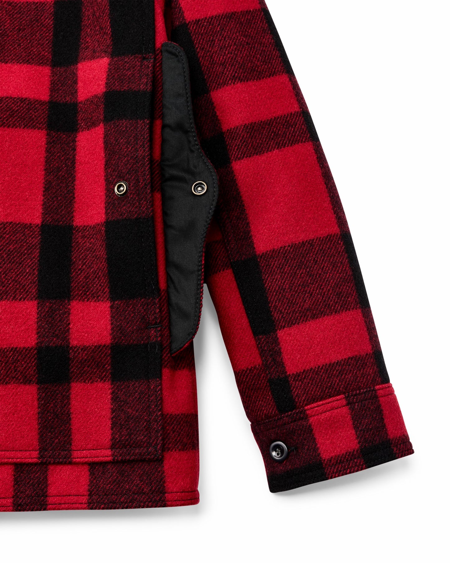 Filson Men 1940s Mackinaw Wool Cruiser Jacket - Red / Black Heritage Plaid