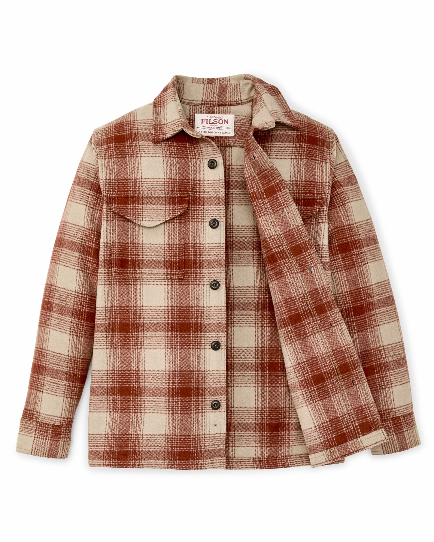 Filson Men Wool Jac-shirt - Brick Multi Plaid