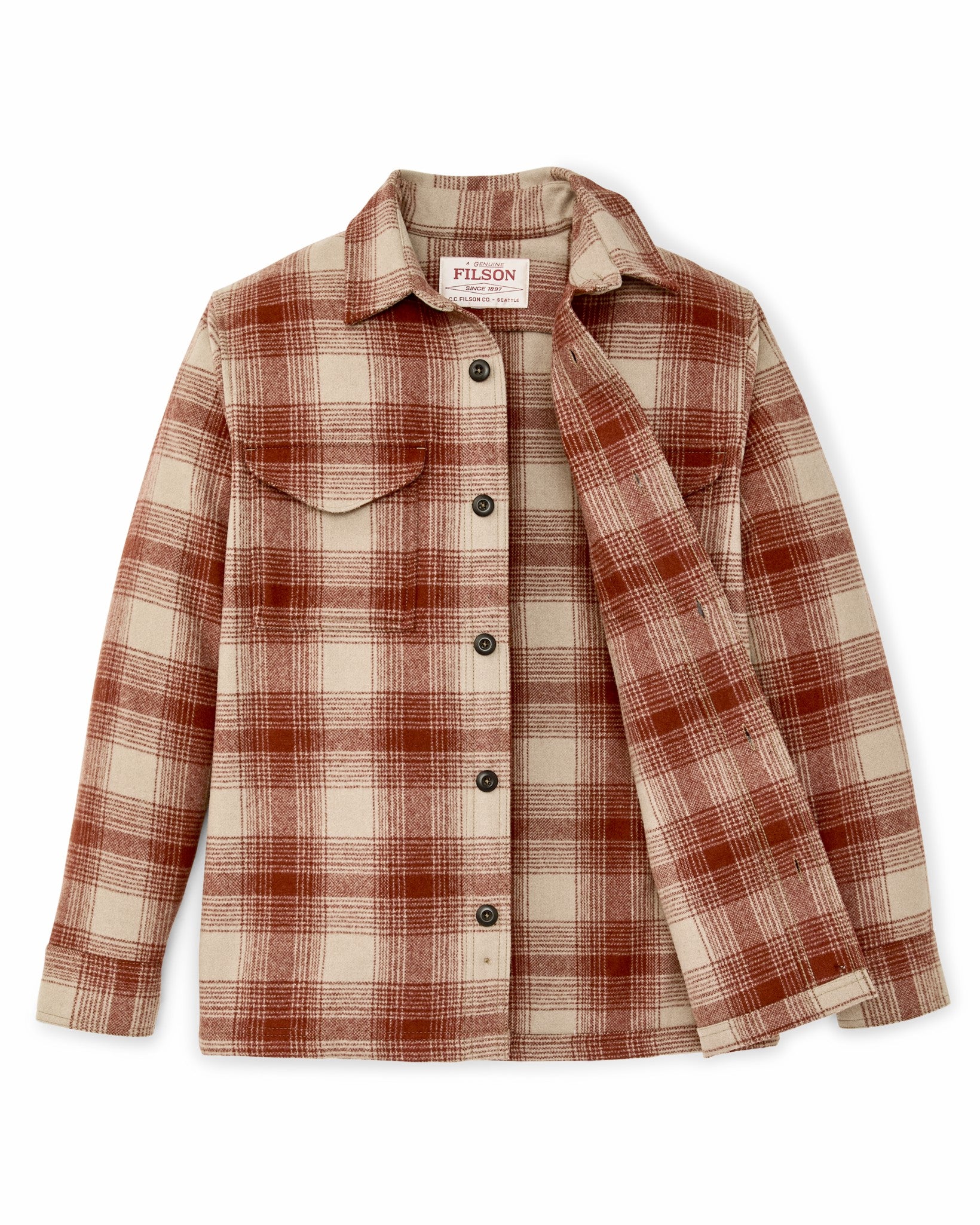 Filson Men Wool Jac-shirt - Brick Multi Plaid