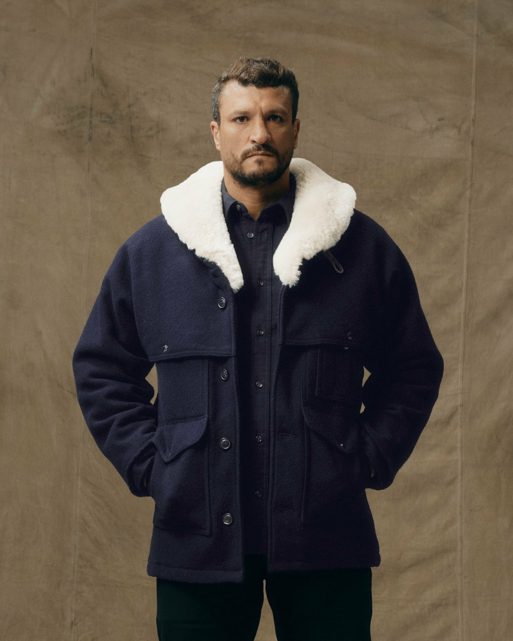 Filson Men Lined Mackinaw Wool Packer Coat - Dark Navy