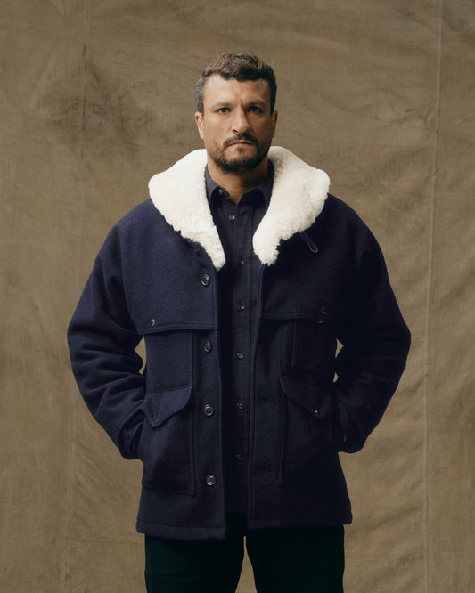 Filson Men Lined Mackinaw Wool Packer Coat - Dark Navy
