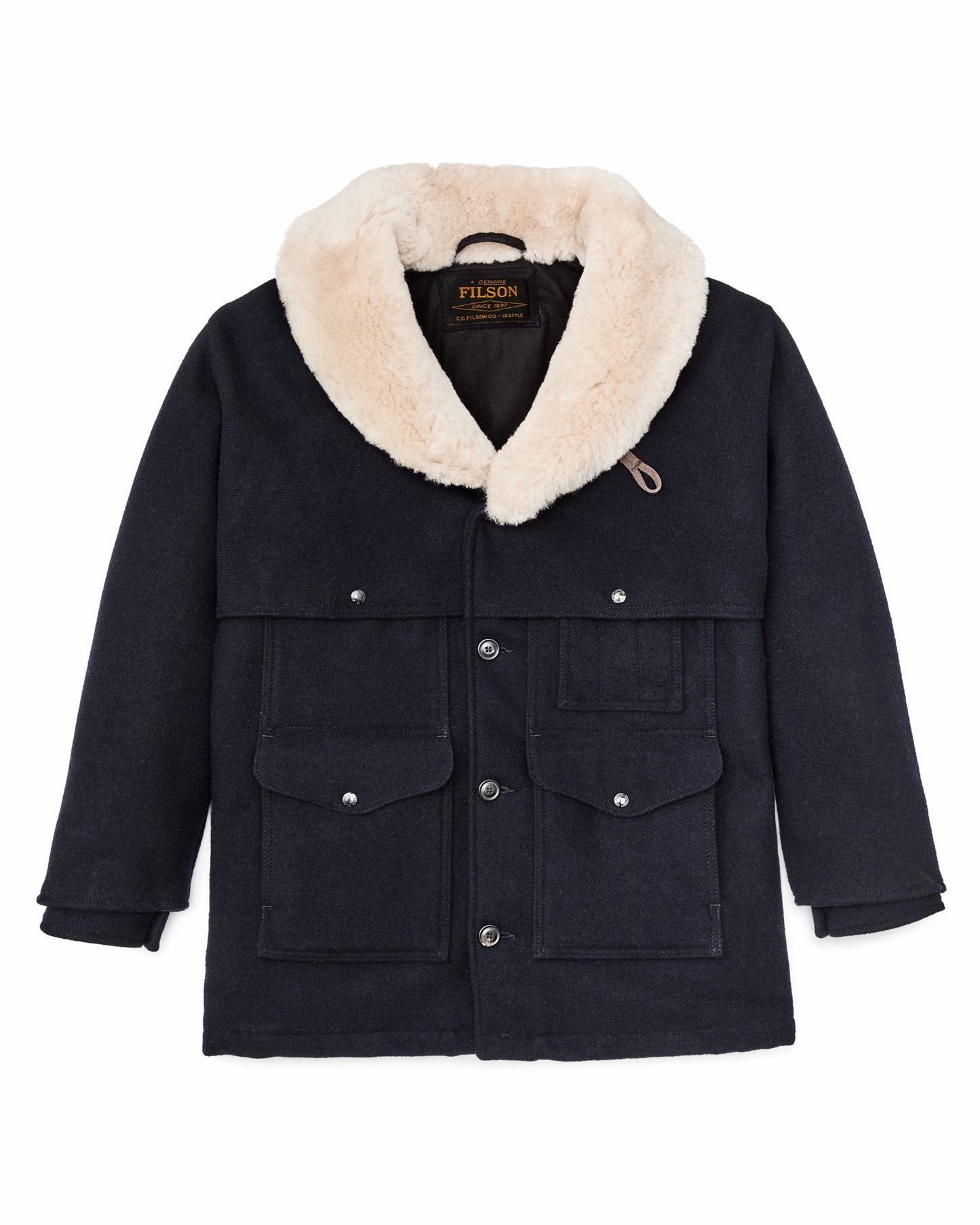 Filson Men Lined Mackinaw Wool Packer Coat - Dark Navy
