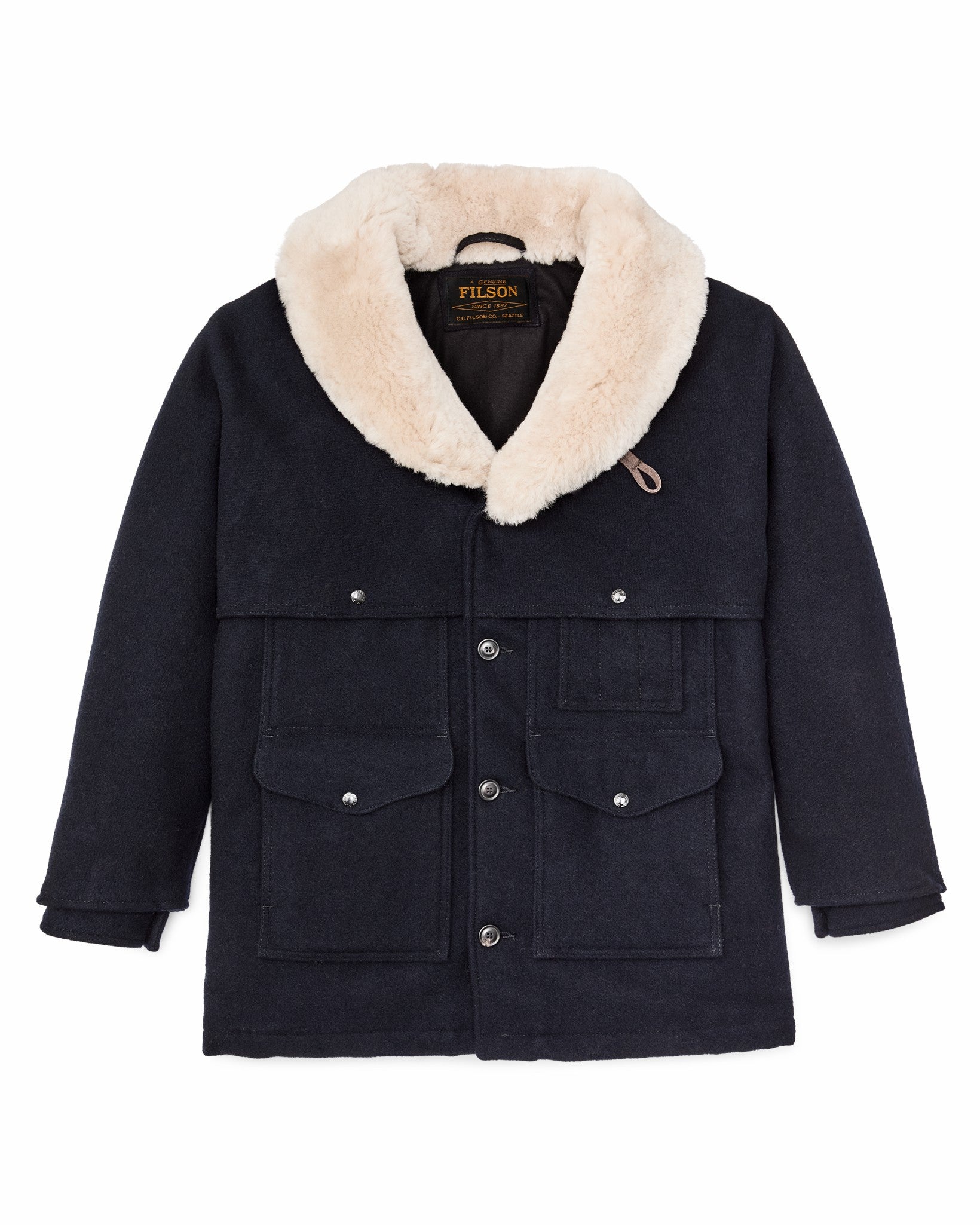 Filson Men Lined Mackinaw Wool Packer Coat - Dark Navy