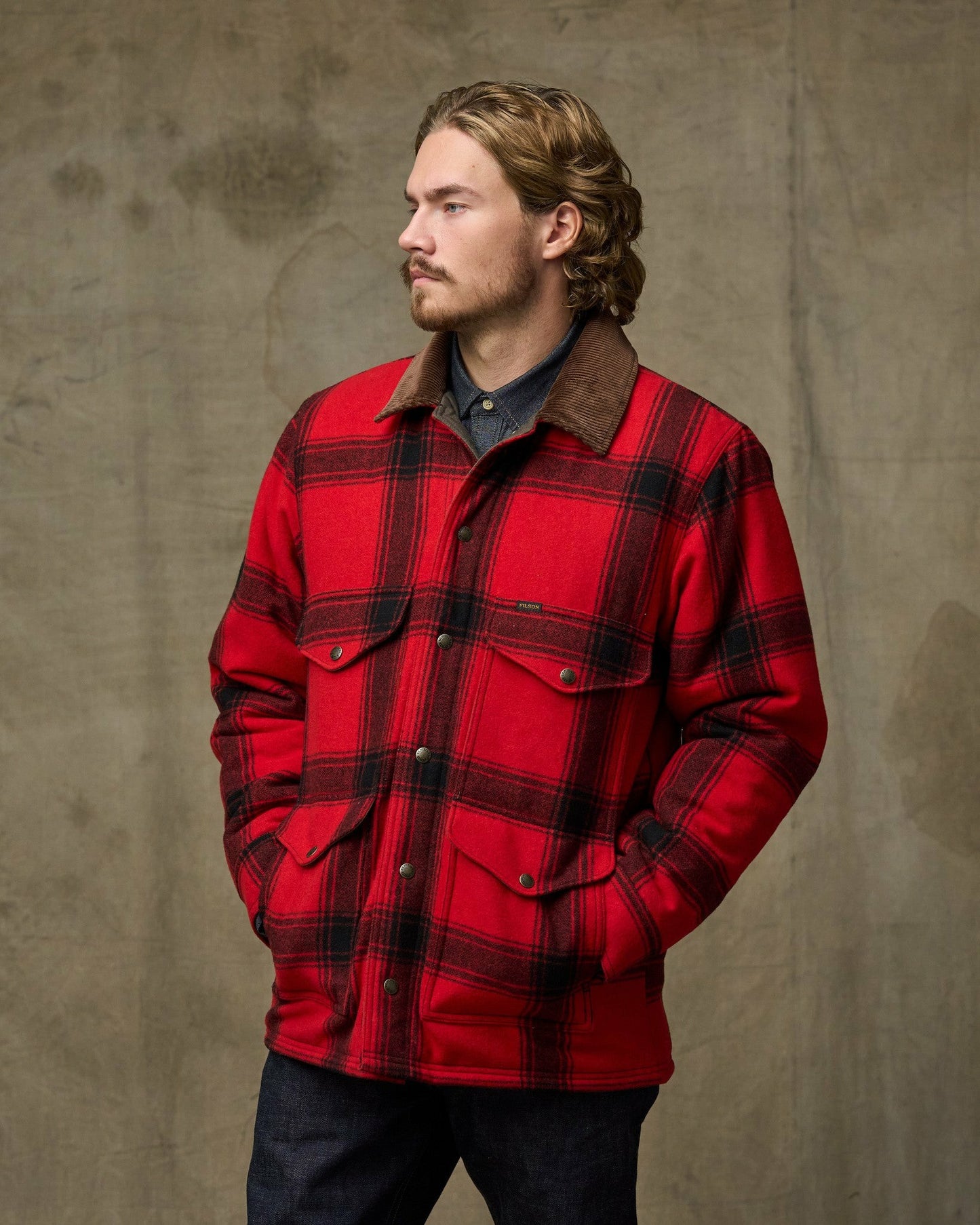 Filson Men Spokane Insulated Cruiser Jacket - Red / Black Windowpane